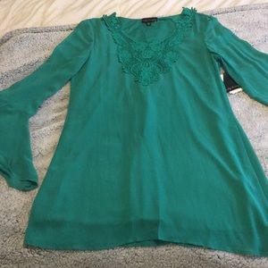 Jade colored dress with long sleeves